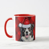 Mug Bordure Collie Chien Red Buffalo Plaid Noël (Gauche)