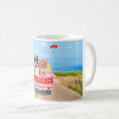 Mug Bordure Collie Chien Saint Valentin Coeurs de cami (Devant droit)