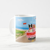 Mug Bordure Collie Chien Saint Valentin Coeurs de cami (Devant gauche)