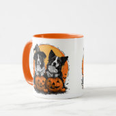 Mug Bordure Collie Chiens Halloween Jack O Lanterns (Devant gauche)
