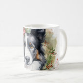 Mug Bordure Collie Fête de Noël Wreath Pup (Devant droit)