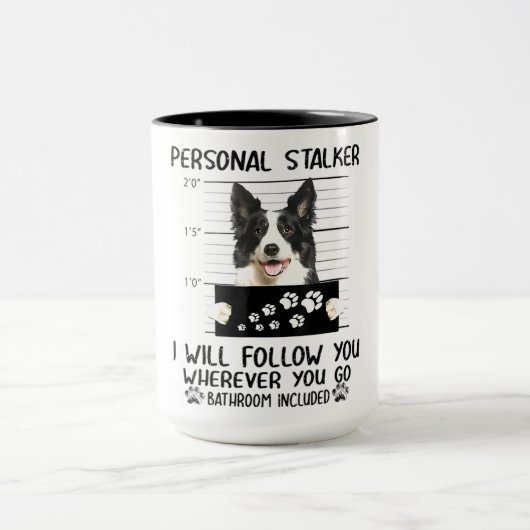 Mug Bordure Collie Puppy Je vous suivrai (Centre)
