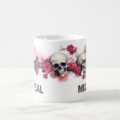 Mug Bordure crâne florale Nom personnalisé (Centre)