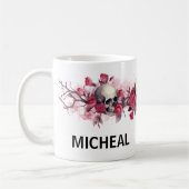 Mug Bordure crâne florale Nom personnalisé (Gauche)