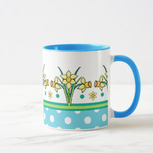Mug Bordure de la jonquille du soleil du printemps, Mu