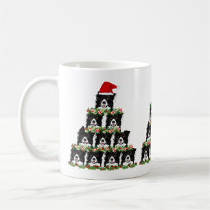 Mug Bordure de Noël Collie Arbre de Noël