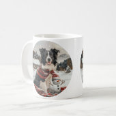 Mug Bordure de Noël Collie Chien Snowman (Devant gauche)