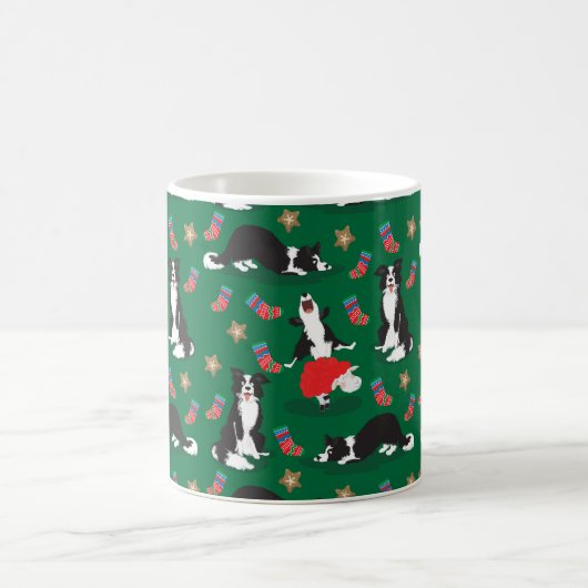 Mug Bordure de Noël Collie verte (Centre)