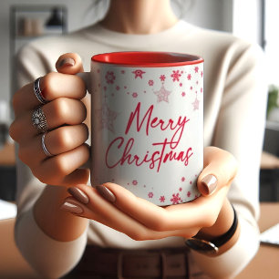Mug Bordure de Noël rouge Flocons de neige & Ornements