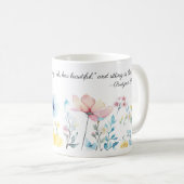 Mug Bordure des fleurs d'aquarelle, Citation de Kiplin (Devant droit)