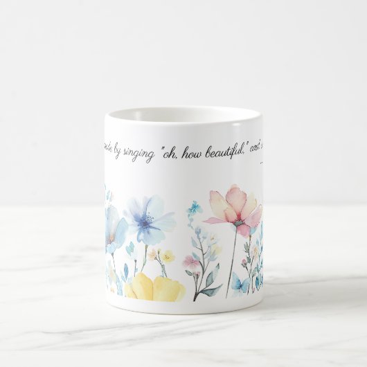 Mug Bordure des fleurs d'aquarelle, Citation de Kiplin (Centre)