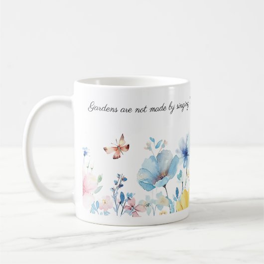 Mug Bordure des fleurs d'aquarelle, Citation de Kiplin (Gauche)