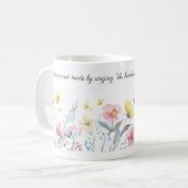 Mug Bordure des fleurs d'aquarelle, Citation de Kiplin (Devant gauche)