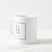 Mug Bordure élégante monogramme bleu marine (Devant gauche)