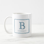 Mug Bordure élégante monogramme bleu marine (Gauche)