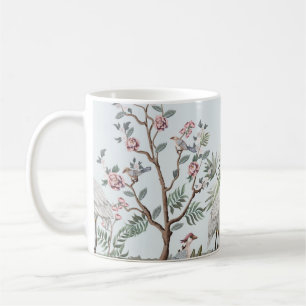 Mug Bordure en style chinoiserie avec cigognes et peon