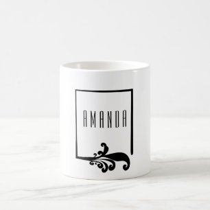Mug Bordure fantaisie personnalisée avec floraison