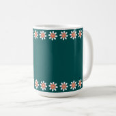 Mug Bordure Fleur minimale Retro Deep Turquoise (Devant droit)