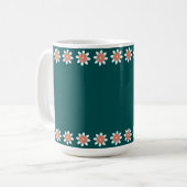 Mug Bordure Fleur minimale Retro Deep Turquoise (Devant gauche)