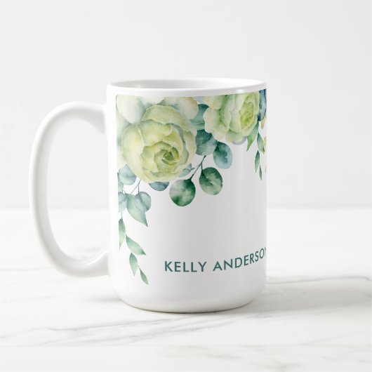 Mug Bordure florale à l'aquarelle d'eucalyptus avec de (Gauche)