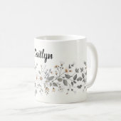 Mug Bordure florale blanche et grise (Devant droit)