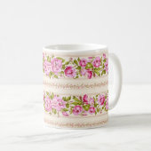 Mug Bordure florale rose avec minuscules fleurs roses (Devant droit)
