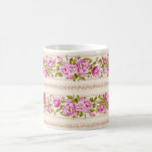 Mug Bordure florale rose avec minuscules fleurs roses (Centre)