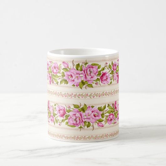 Mug Bordure florale rose avec minuscules fleurs roses (Centre)