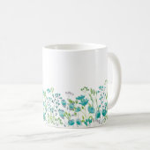 Mug Bordure florale turquoise délicate (Devant droit)