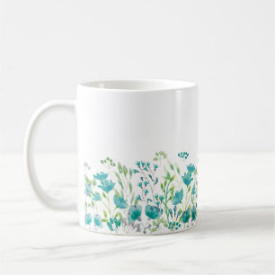 Mug Bordure florale turquoise délicate