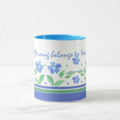 Mug Bordure florale Vert Bleu pour personnaliser (Centre)