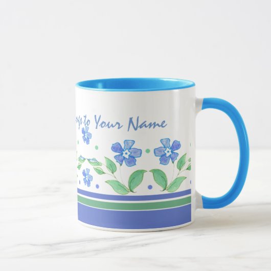 Mug Bordure florale Vert Bleu pour personnaliser (Droite)
