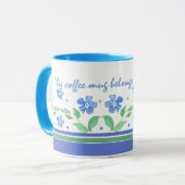 Mug Bordure florale Vert Bleu pour personnaliser (Devant gauche)