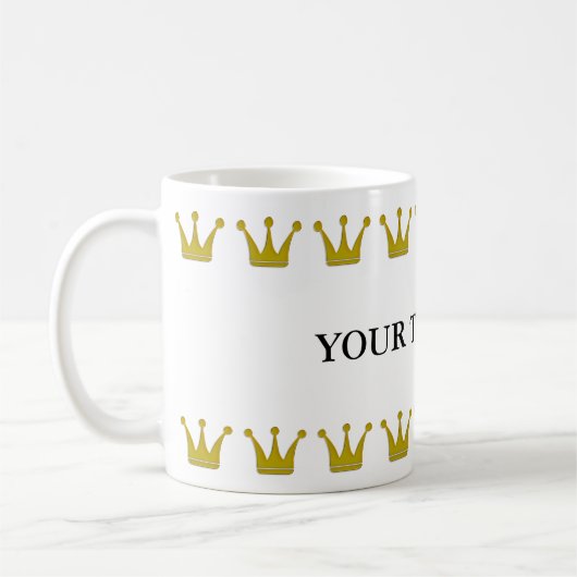 Mug Bordure Golden Crowns + votre texte & arrière - pl (Gauche)