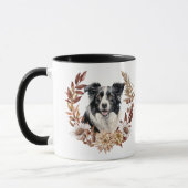 Mug Bordure noire blanche Collie Chien Verrerie d'auto (Gauche)