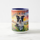 Mug Bordure personnalisée Collie Mug, Personnaliser vo (Centre)