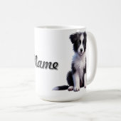 Mug Bordure personnalisée Collie Puppy (Devant droit)