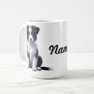 Mug Bordure personnalisée Collie Puppy