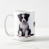 Mug Bordure personnalisée Collie Puppy (Gauche)