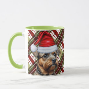 Mug Bordure Terrier Rouge Vert Vacances Plantées Noël