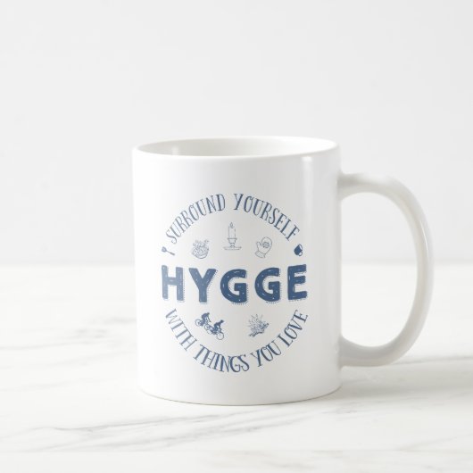 Mug Bordure vous-même W. Hygge (texte bleu-foncé) (Droite)