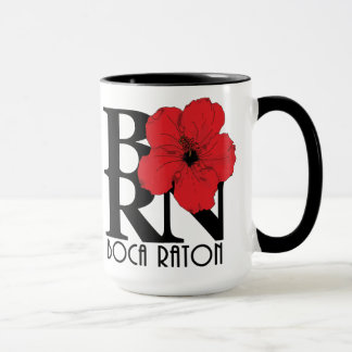 Mug BORN Boca Raton Red Hibiscus 15oz