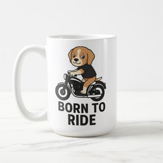 Mug "Born to Ride - Beagle mignon sur Sticker Motorcyc (Gauche)