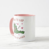 Mug Born to Yap Forced to Work Funny Chatty Frog Meme (Devant gauche)