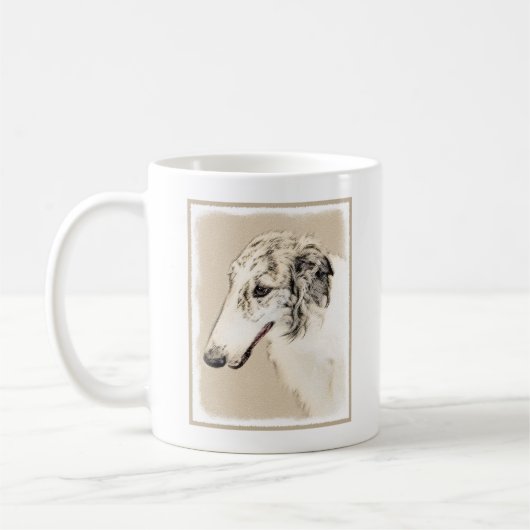 Mug Borzoi (Argent Brindle) Peinture Chien Art origina (Gauche)