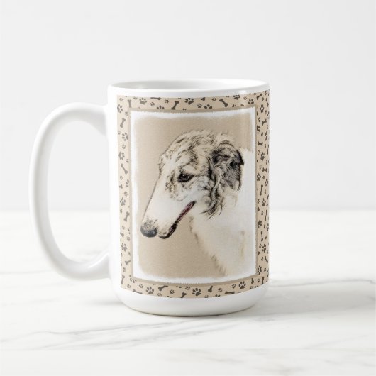 Mug Borzoi (Brindle d'argent) Peinture originale de ch (Gauche)