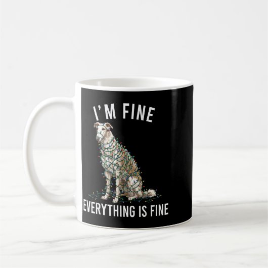 Mug Borzoi Christmas I'm Fine Everything Is Fine  (Gauche)