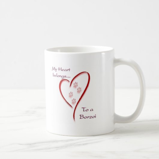 Mug Borzoi Coeur Appartient (Droite)