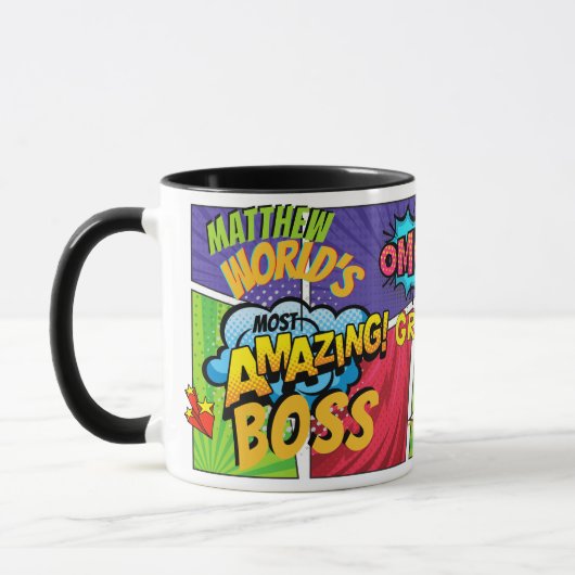 Mug BOSS - Ajouter Un Nom À COMIC SUPERHERO WORLDS MEI (Gauche)