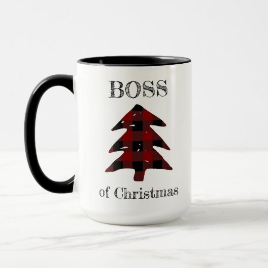 Mug Boss de Noël Plaid Arbre de Noël Drôle (Gauche)